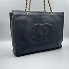 CHANEL Chain Tote Black Leather