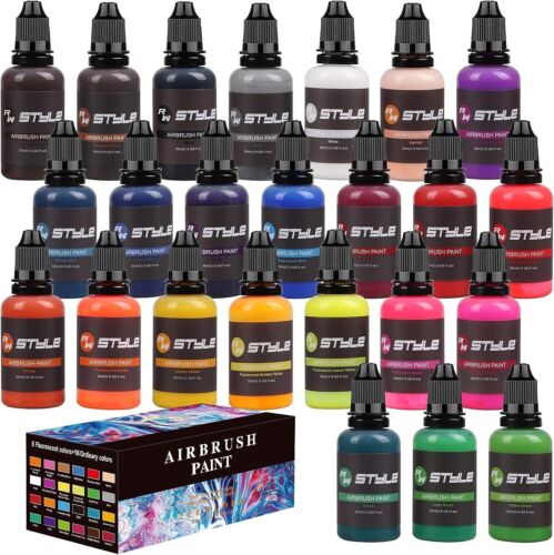 24 Colors Airbrush Paint DIY Acrylic Paint Color Set for Hobby Model Artists