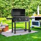 Double-Door Charcoal Patio Grill with Large Cooking Area & 2 Liftable Enamel