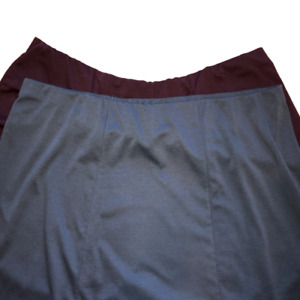 Ellos Womens Lot of 2 Plus Size 3X 30/32 Maroon Gray A-Line Casual Jersey Skirts