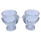 Lot of 2 Vintage ARC Clear Glass Chicken Egg Cups Made in France