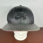 Nike SB Black Leather Front Snakeskin Hat Cap RARE