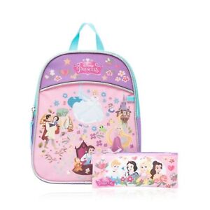 Disney Princess Kids Backpack School Bag with Pencil Case for Kids - 11 Inch