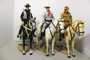 1973 The Lone Ranger 3 Action Figures with 3 Horses and 3 Stands