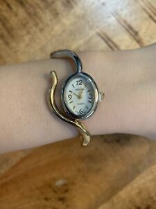 NEW Persona Women Casual Dial Bangle Cuff Bracelet Gold Silver Quartz Watch