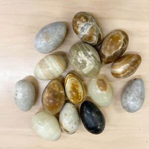 Lot of 14 Vintage Italian Marble Alabaster Quartz Onyx Stone Easter Eggs
