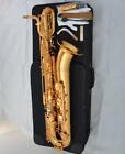 Golden Lacquer Baritone saxophone Eb Bari Sax hand engraved bell