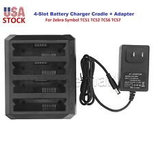 4-Slot Battery Charger Cradle + Adapter For Zebra Symbol TC51 TC52 TC56 TC57 #US