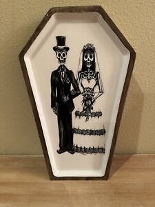 Halloween Skeleton Bride and Groom Coffin Tray
