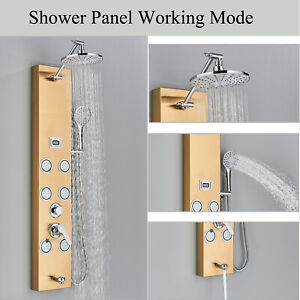 Stainless steel Rainfall Shower Panel Tower Massage Body Jets Mixer System Tap