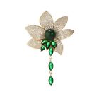 Emerald Flower Brooch for Women Lotus Flower Brooch Pin Gold Plated Flower Pi...
