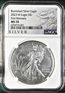 2023 w burnished silver eagle ngc ms70 first releases als label