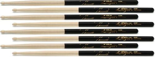 Zildjian Hickory Dip Series 4 for 3 Drumstick Pack - 5A - Wood Tip - Black