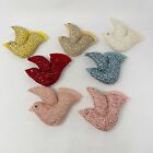 Vintage Christmas Bird Felt Beaded Sequins Ornaments lot of 7 Solid Pink White