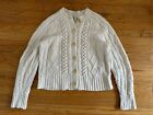 2023 J Crew Womens sz S white chunky Knit gold buttons cardigan sweater