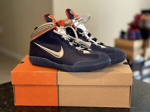 2000 Nike Cary Kolat Sample Illinois Wrestling Shoes Navy/Orange Size 10.5