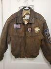 Phase 2 Vintage Bomber Jacket Leather Nylon Men’s Sz Large Firefighter USA