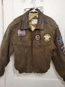 Phase 2 Vintage Bomber Jacket Leather Nylon Men’s Sz Large Firefighter USA