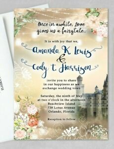 Princess Wedding Invitations Fairytale Castle Invitation Personalized Set of 50