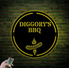 Personalized BBQ Grill Sign with LED Lights, Custom Barbecue Metal Sign Outdoor