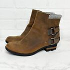 Sorel Boots Women’s 8.5 Booties Lolla Alpine Tundra Brown Leather NO INSOLES
