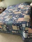 Handmade Queen quilt In blues “Just Peachy”