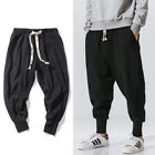 Fashion Men's Pants Harem Casual Baggy Hakama Linen Japanese Samurai Pants Male
