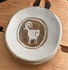 Vintage Studio Pottery Plate Signed “Judy” Goat Design Small Coin Dish Catchall