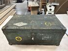 Vintage US Army Military Miller Mfg Foot Locker Trunk Chest Storage Box Green