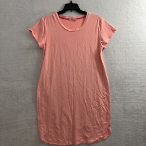 Fresh Produce Shirt Dress Womans Medium Solid Pink Short Sleeve Cotton Blend