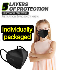 10Pcs Black KN95 Protective 5 Layer Face Mask BFE 95% Disposable Adult/Kid Masks