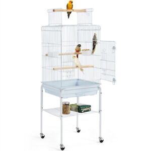47-inch Play Open Top Bird Cage for Cockatiel Conure w/ Detachable Rolling Stand