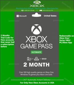 Xbox Ultimate Game Pass 2 Month Trial Code w/ Live Gold & EA Play New Users USA