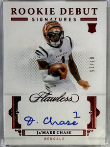 New Listing2021 Panini Flawless JA'MARR CHASE Debut Signatures Ruby RC Auto /15 SHARP !!!