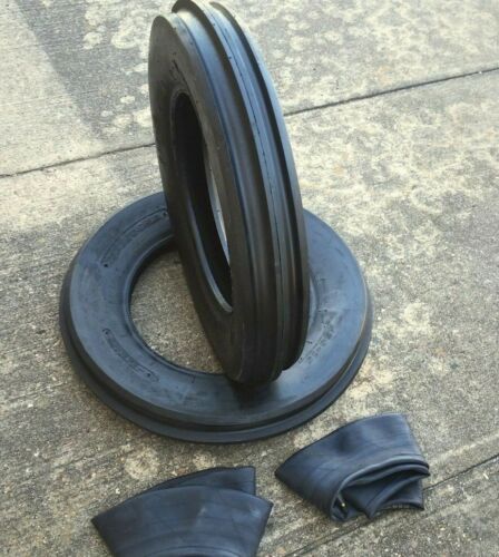 TWO New 4.00-19 Tri-Rib 3 Rib Front Tractor Tires & Tubes 8N 9N Ford H/D