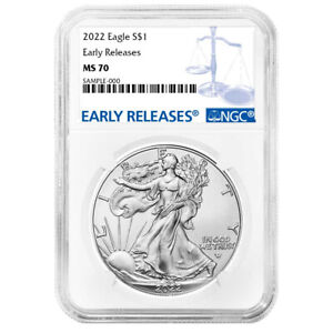 2022 $1 American Silver Eagle NGC MS70 ER Blue Label