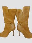 COLIN STUART WOMENS 6 1/2 TAN LEATHER SIDE ZIP POINT TOE BOOTS High Heels
