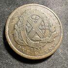 1837 LOWER CANADA ONE PENNY BANK TOKEN DEUX SOUS  Z1050