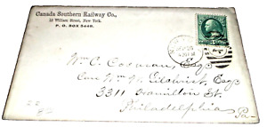 1880's CANADA SOUTHERN RAILWAY NYC COMPANY ENVELOPE