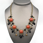 Vintage SWEET ROMANCE Art Deco Style Carnelian & Onyx Glass Festoon Necklace