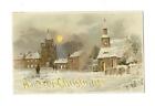 Snow-Covered CHURCHES On HOLD-TO-LIGHT HTL Vintage 1908 CHRISTMAS Postcard