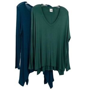 Cabi halftime tunic and chill tee lot oversize blue green women's size S