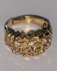 10k Gold Nugget Ring Cz Stones 6g