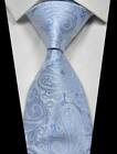 New Paisleys Baby Blue White 100% Silk Men's Tie Fashion Necktie 3.15''(8CM)