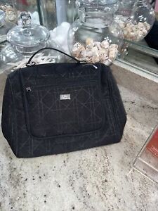 Christian Dior makeup bag quilted large with makeup brush compartment logo