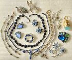 Vintage Blue RHINESTONES S Juliana Opalesq Tennis Drop Flowers More Jewelry Lot