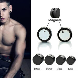 2X Men Womens Magnetic Non Piercing Stud Clip On Cheater Fake Earrings 6/12mm