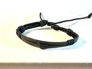 Men's Women's Wrap Braided Leather Bracelet Cuff Bangle Adjustable.  Lot A8.