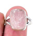 Natural Rose Quartz Drusy Gemstone Statement Ring Size 9 925 Silver For Women