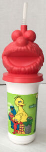 Sesame Street Workshop Elmo Cup 2003 Blow Mold Head with Straw Clean & Nice
